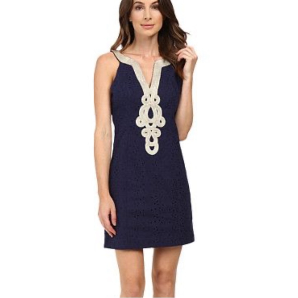 Lilly Pulitzer Womens emery shift dress in starfish eyelet dress 16 NWT